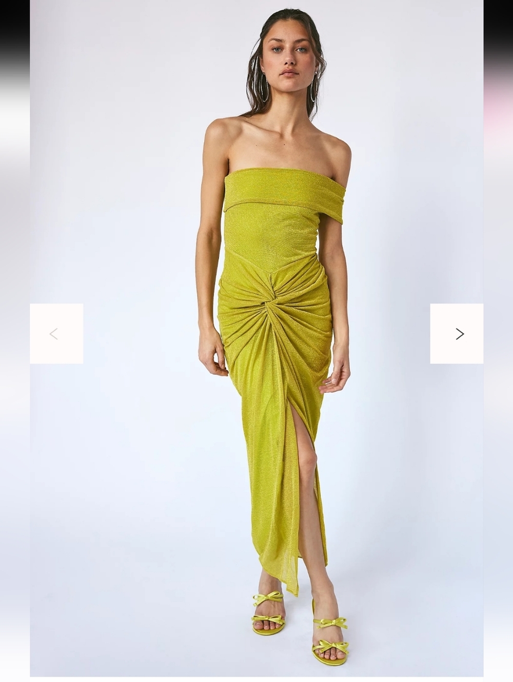 BAOBAB Aria Off-Shoulder Twist-Front Lime Green Dress Size S